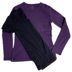 Joe t-shirts one purple with long sleeves, one black with shirt sleeves mediums